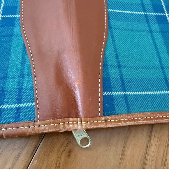 Vintage Laura Ashley Planner Plaid Fabric Leather Binding Zip Padfolio 13 x 10 - Picture 9 of 16